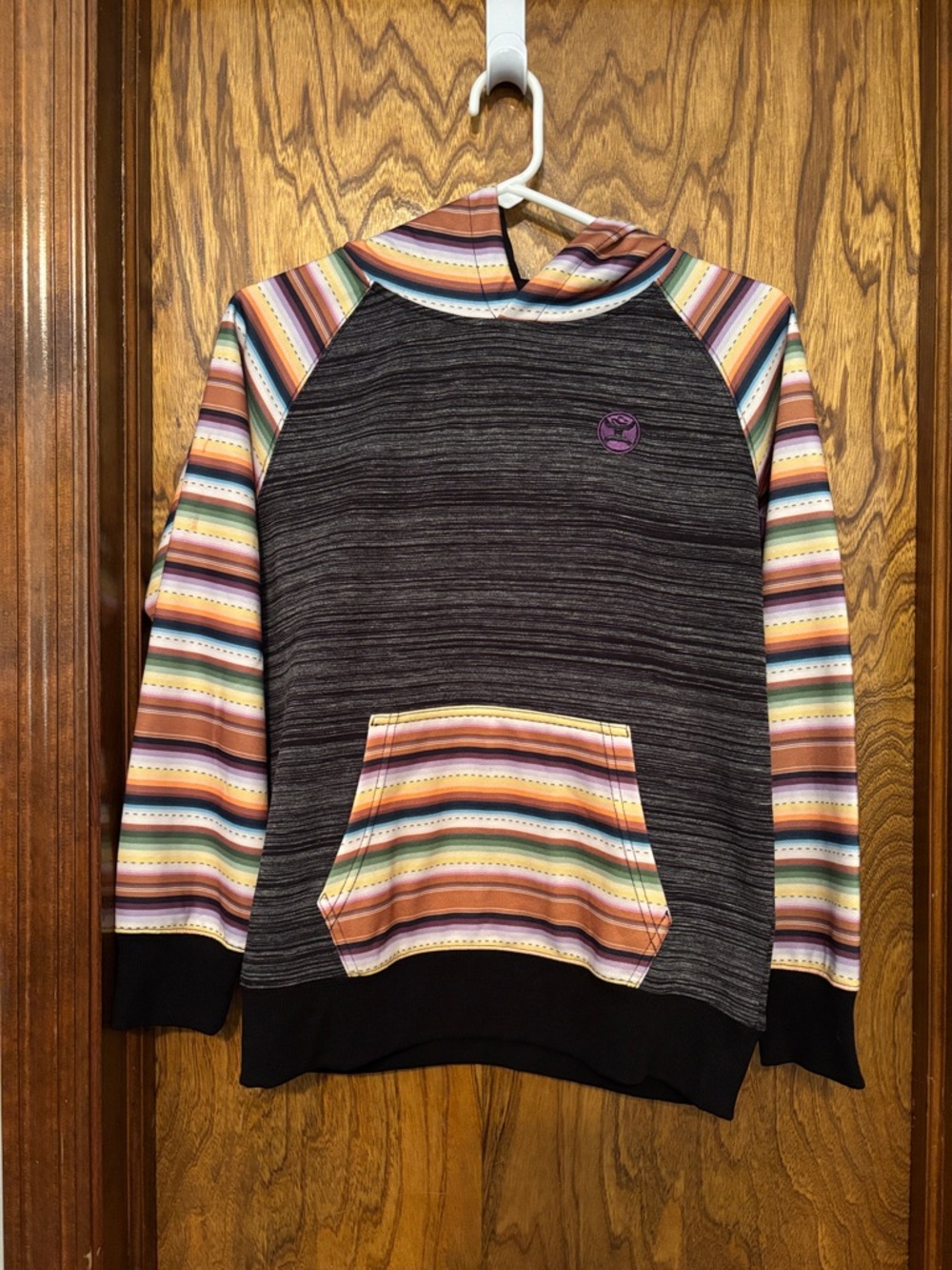 Hooey Striped Multi-Color Hoodie with Black Body